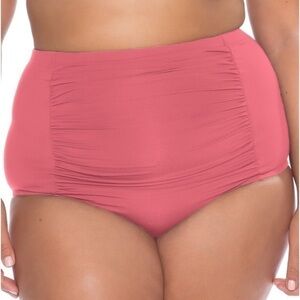 BECCA ETC Color Code‎ Rose High Waisted Shirred Plus Size Bikini Bottoms 3X